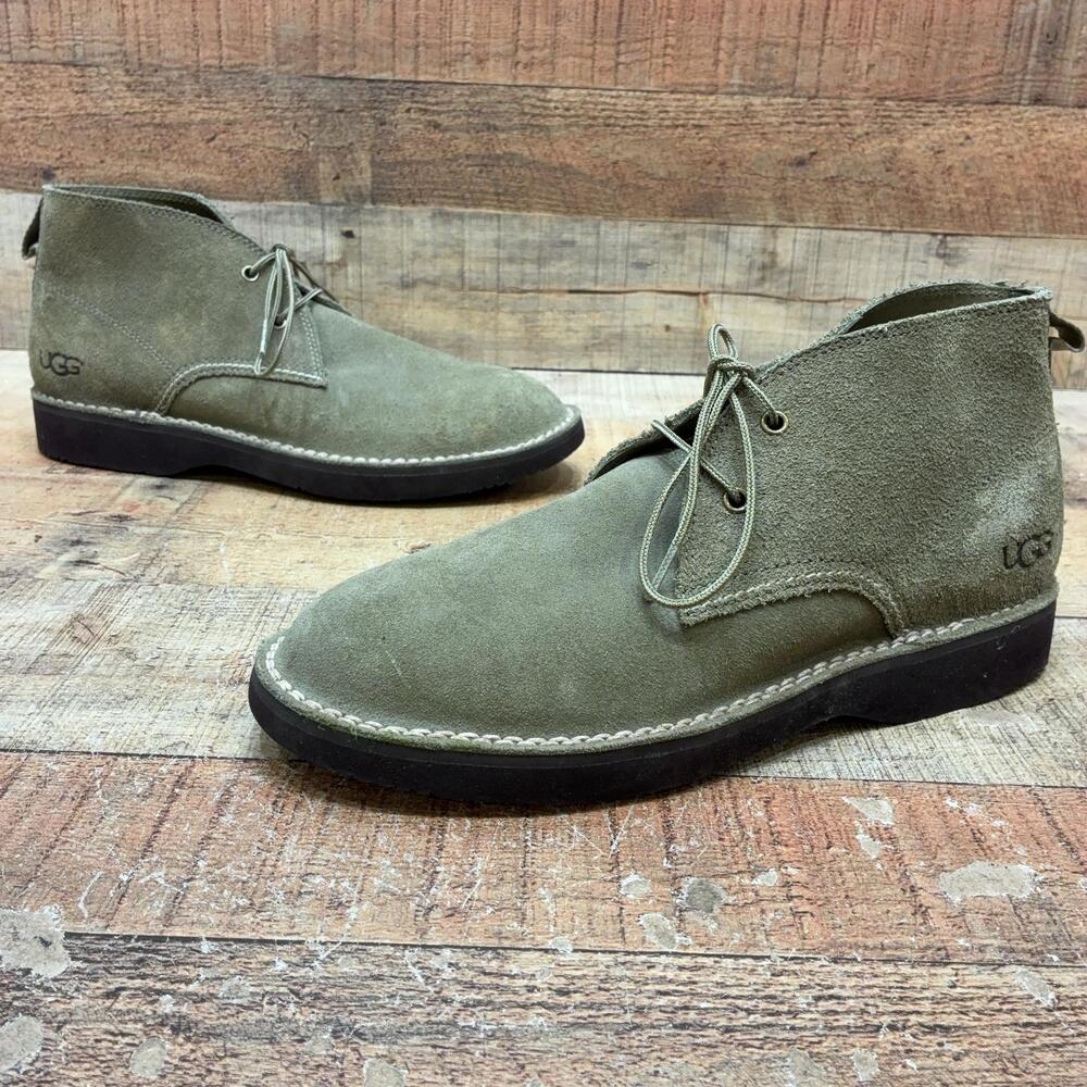 UGG 1097011 Boots Mens Size 10 43 Green Suede Chukka Ankle Lace Up Casual